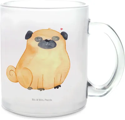 Produktbild von Mr. & Mrs. Panda Teeglas Mops - Transparent - Geschenk, Pott, Häferl, Hund, Liebe, Knuffig, Teetasse, Hundeliebe, Sprüche, Haferl, Tee Tasse