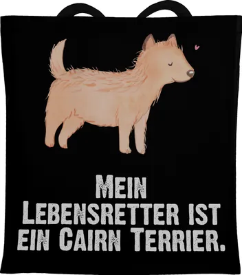 Produktbild von Mr. & Mrs. Panda Shopping Tasche Cairn Terrier Lebensretter - Schwarz - Geschenk, Laptoptasche, Tragetasche, totebag, Schultasche, Tote Bag