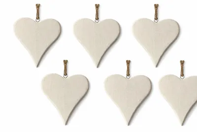 Produktbild von Holzherz weiß – 6er Set – ca. 15 cm – Dekorative Herzen zum Hängen – Landhaus & Hochzeitsdeko Fensterhänger