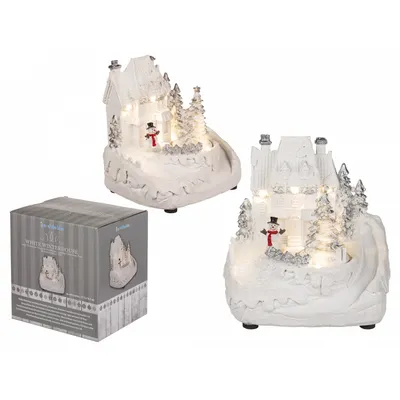Produktbild von Weißes Deko-Winterhaus mit Schneemann