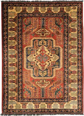 Produktbild von Ersari Shirvan Teppich aus handgeknüpfter Wolle, Kazak-Design, 97x133 cm