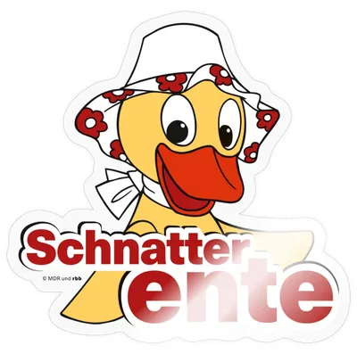Produktbild von Spreadshirt Sandmännchen Schnatterinchen Schnatterente Sticker Aufkleber, 10 x 10 cm, Transparent glänzend