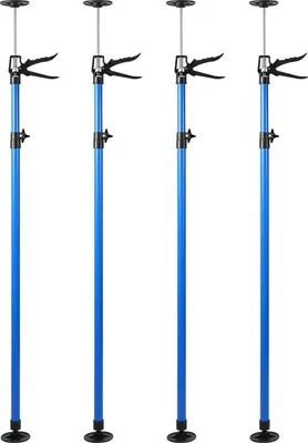 Obrázok produktu pre Sada 4 podpierok na záclony – výška nastaviteľná 115–290 cm – montážna podpierka – teleskopická – nosnosť do 30 kg – modrá