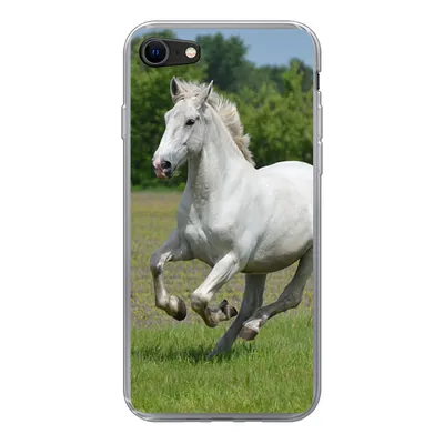 Produktbild von MuchoWow® Handyhülle Schutzhülle Hülle für iPhone SE 2022 Pferde - Natur - Weiß Silikon Softcase Handy Hülle - Schutzhülle