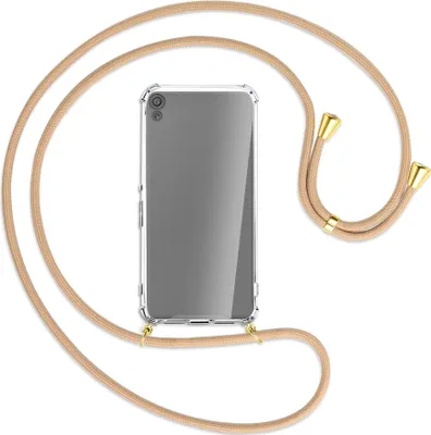 Produktbild von Handykette Backcover-Schutzhülle mit Band (Metall goldfarben) für Sony Xperia XA - beige