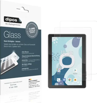 Produktbild von 2x Schutzfolie für Konrow K-Tab 1005 matt - Anti-Shock 9H Folie dipos Glass Kunststoffglas