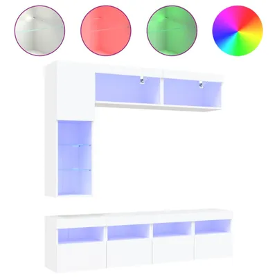 Immagine prodotto di parete TV 7 pezzi con luci LED Bianco