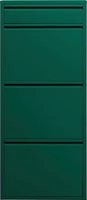 Imagen del producto de Armario para zapatos Caruso 3+1, verde, estrecho, que ahorra espacio, 119x50x15 cm, con compartimento para llaves, zapatero, acero, con capacidad para 6 pares de zapatos, ideal para pasillos