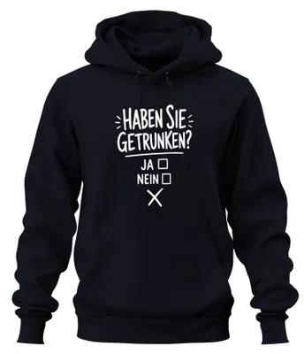 Productafbeelding van Heeft u gedronken? Ja / Nee. Grappige spreuk. Feest. Hoodie, marineblauw, maat XL