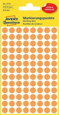Produktbild von Avery Zweckform - Etikett Zweckform 3178 rund 8mm orange 416 Etiketten | 10 Stück