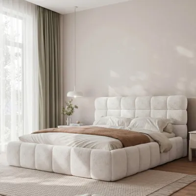 Produktbild von Polsterbett BORIO 160x200 Creme mit Bettkasten & Lattenrost