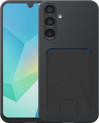 Image de Coque pour téléphone Samsung Galaxy A16 avec porte-cartes en cuir ajustable - Coque arrière flexible en silicone TPU avec porte-cartes en cuir ajustable - Noir - Smartphonics
