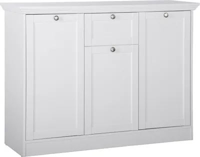 Produktbild von freiraum Sideboard Kommode, weiß, Landhauslook, Spanplatte, 90 cm x 120 cm x 40 cm, stoß- und kratzfeste Oberflächen, Metallgriffe Antik-Optik