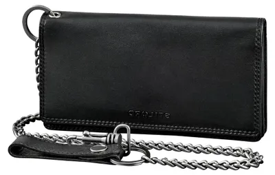 Produktbild von Leonidas Leder Portemonnaie Herren mit Kette RFID Brieftasche Geldbörse Echtleder Vintage Geldbeutel Männer Wallet Portmonee aus echtem Leder Farbe:schwarz
