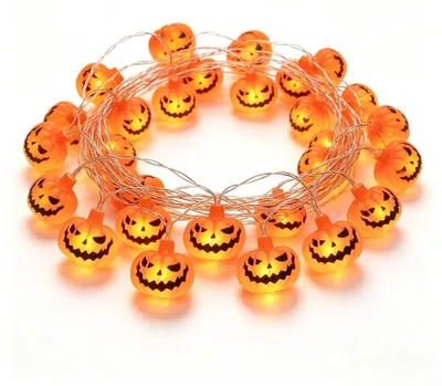 Halloween-Lichterkette 3 m, 20 Kürbis-LEDs, batteriebetrieben