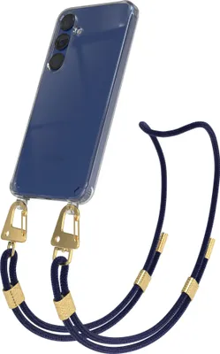 Produktbild von EAZY CASE Handykette für Samsung Galaxy S25 Plus, Transparente Silikonhülle mit Band, Clear Case, abnehmbar in  Blau