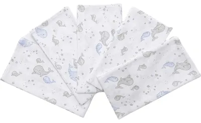 Produktbild von Stoffwindel 70x70 cm Whale blau (5er Pack)