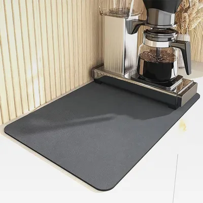 Produktbild von Abtropfmatte, 40 x 50cm Kaffeemaschine Matte, Abtropfmatte Geschirr, Kaffeemaschine Abtropfmatte,Saugfähige Unterlage, Napfunterlage Hund, Napfunterlage Katzen, Grau