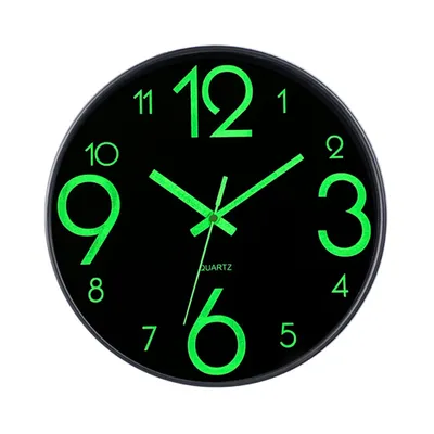 Produktbild von Leuchtende Wanduhr Silent Holz Design Nachtlicht Runde Wanduhr für Wohnzimmer und Schlafzimmer,(12 inches)