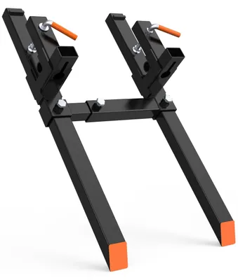 Produktbild von Traktor Palettengabeln - Clamp-On Gabelzinken 109 cm - 900 kg Tragkraft - Mit verstellbarer Stabilisatorstange - Schnellaufnahme - Für Landwirtschaft