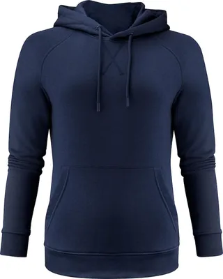 Produktbild von Damen Hoodie mit Kängurutasche, Raglanärmeln, Ton-in-Ton-Kordelzügen und gebürsteter Innenseite