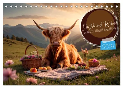 Produktbild von Highland Kühe (Tischkalender 2027 DIN A5 quer), CALVENDO Monatskalender