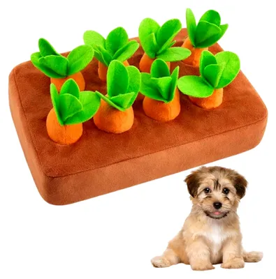 Produktbild von Schnüffelacker, Intelligenzspielzeug für Hunde mit 8 Plüschkarotten