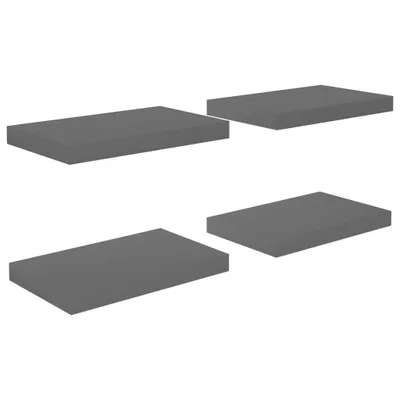 Image de Étagère murale flottante 4 pcs Gris brillant 40x23x3,8 cm MDF