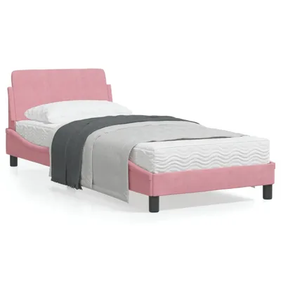 Produktbild von Bettgestell mit Kopfteil Rosa 80x200 cm Samt 373077