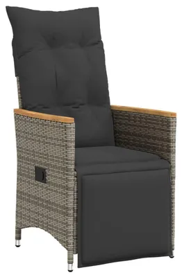 Produktbild von Gartenstuhl – Verstellbarer Gartenstuhl – Balkonstuhl – Loungestuhl mit Poly-Rattan und Kissen