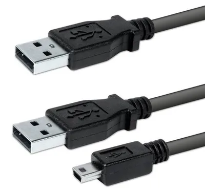 Produktbild von Logo USB kabel (2.0) 2x USB A samec - miniUSB samec 0.6m černý blistr