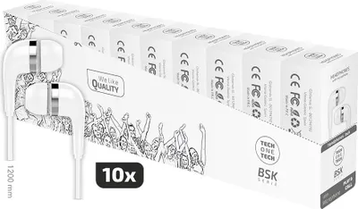 Obrázek produktu pro balení 10 kusů tech one tec2955/ sluchátka do uší/ s mikrofonem/ jack 3,5/ bílá
