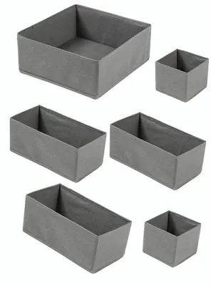 Image de Boîtes de rangement grises en 6 pièces pour la maison et le bureau