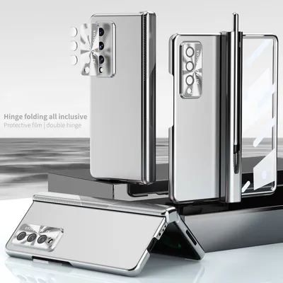Obrázek produktu pro Pouzdro pro Samsung Galaxy Z Fold 4 5G, magnetický ochranou závěsu a držákem na pero, PC kryt s ochranou čočky a displeje Stříbro