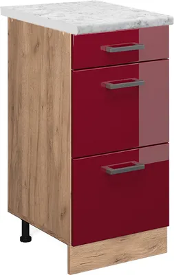 Image de Meuble cuisine Vicco R-Line Rouge brillant 40cm PT Marbre, Model 45594