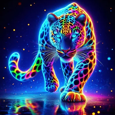 Produktbild von Rötting Design BASTELIDEE 5d Diamond Painting Set DIY Motiv neonstrahlender Leopard