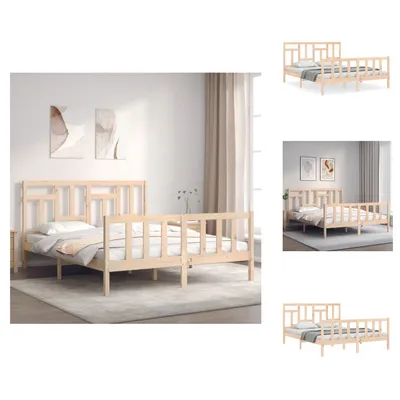 Produktbild von vidaXL Massivholzbett mit Kopfteil 160x200 cm -  Betten & Bettgestelle