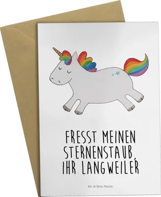Produktbild von Mr. & Mrs. Panda babykarte Einhorn Happy - Weiß - Geschenk, genesungskarte, einladungskarten, Lachen, Lächeln, Lebensfreude, Unicorn, weihnachtskarten, Freude, Grußkarten