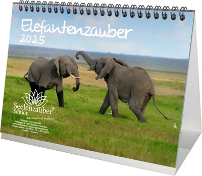 Produktbild von Elefantenzauber DIN A5 Tischkalender für 2025 Elefanten - Seelenzauber