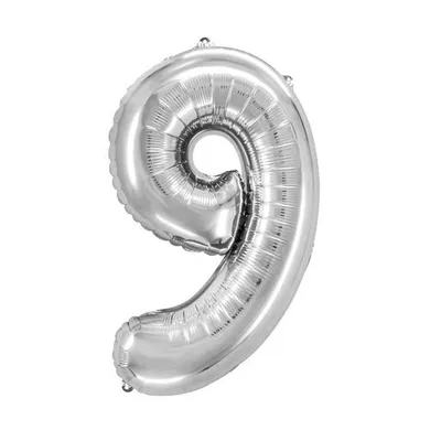 Produktbild von 1x Folienballon Zahlenballon "Zahl 9" silber ca. 76cm