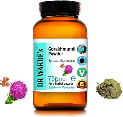 Produktbild von DR WAKDE'S Gorakhmundi Pulver (Sphaeranthus indicus) - 100 g (3,5 Unzen) | Rein, Raw & Getrocknetes Pulver | Ayurveda-Kräuter | Vegan | Nichts hinzuge