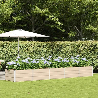 Produktbild von "Schlussverkauf" Pflanzkübel im Garten - 1 pc - Blumenbeet/Gartenbeet - Elfenbein 400x80x45 cm Stahl C13511