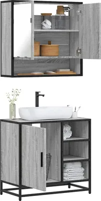 Image de Maison Exclusive - Ensemble de meubles de salle de bain 2 pcs Sonoma gris