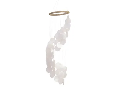 Produktbild von Windspiel Capiz Muscheln Spirale 16x63cm für Outdoor Perlmutt Weiß