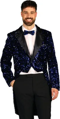 Produktbild von Frack Broadway Pailletten blau schwarz Herren, Groesse:M