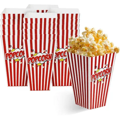 Produktbild von Popcorntüte Popcornbox Kinoschale - Retro - Rot weiß gestreift - 50 Stück - 10 x 10 x 18 cm