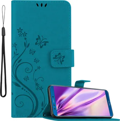 Obrázok produktu pre Cadorabo puzdro pre Honor 9X LITE ochranný kryt v modrej farbe ochranné puzdro na mobilný telefón puzdro kvety puzdro