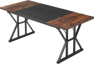 Produktbild von SucceBuy Computertisch Bürotisch Schreibtisch (180 x 80 cm Tischplatte), moderner Arbeitstisch mit stabilem Metallrahmen & 68 kg Belastbarkeit für Büro, Arbeitszimmer, Schlafzimmer und Wohnzimmer, Braun Schwarz