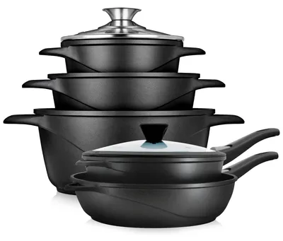 10-teiliges Induktions-Kochset aus Aluminium, Granitec-Beschichtung