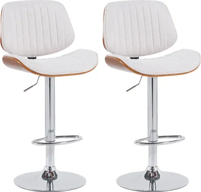 Immagine prodotto di 2 sgabelli da bar Clawson - tessuto, struttura cromata - noce/crema